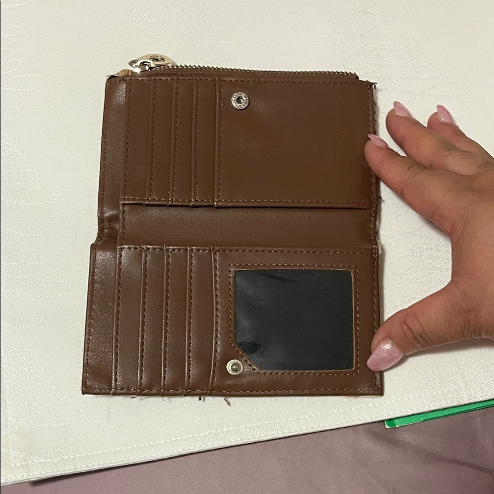 Cow Print Wallet in Brown and Cream - Picture 4 of 14